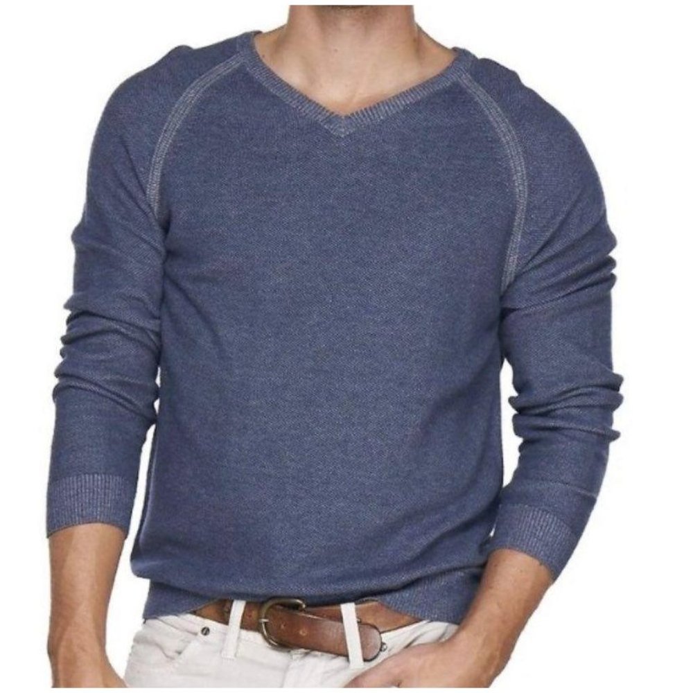 Tailor Vintage Birds Eye V-Neck Sweater Mens XL